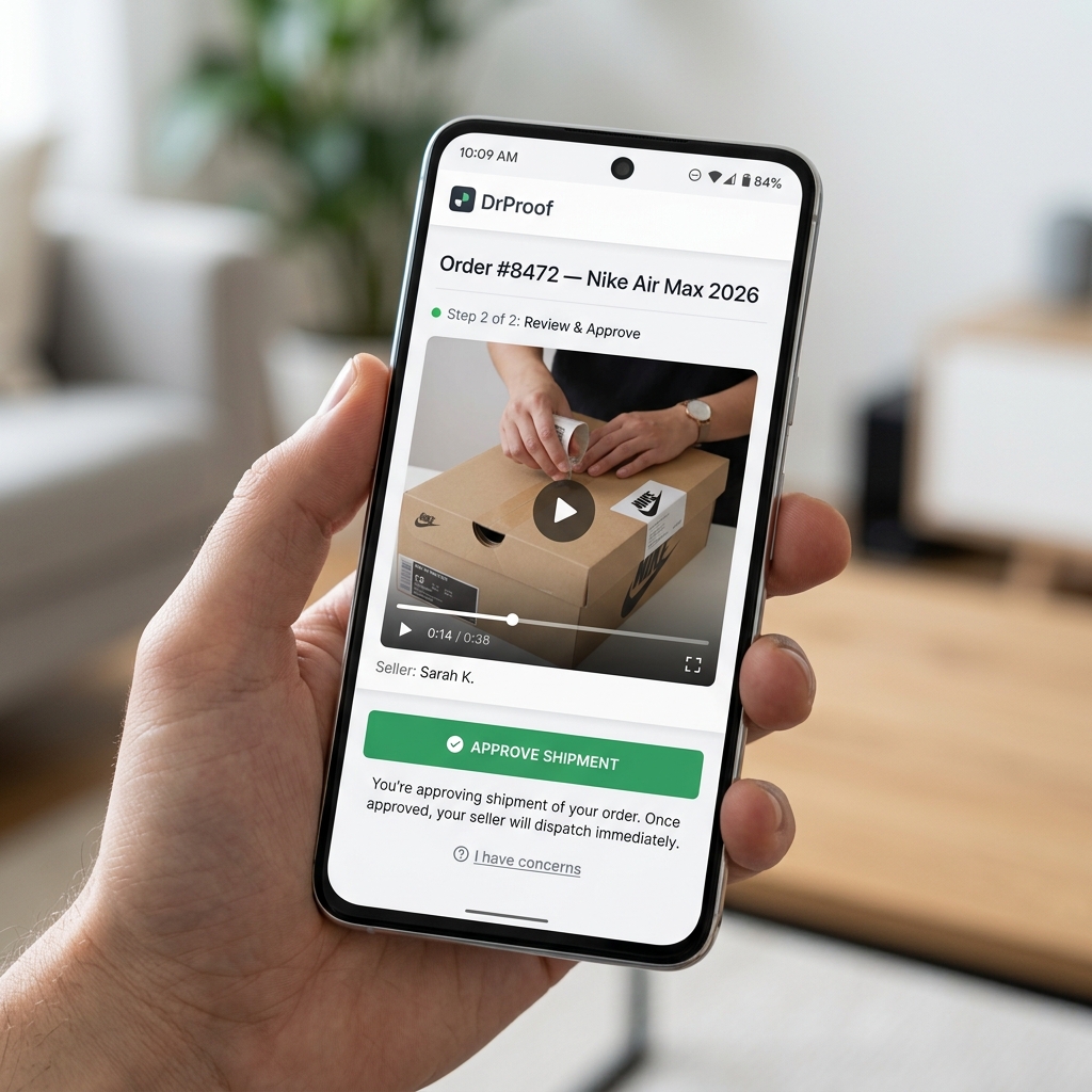 Buyer approval screen on mobile